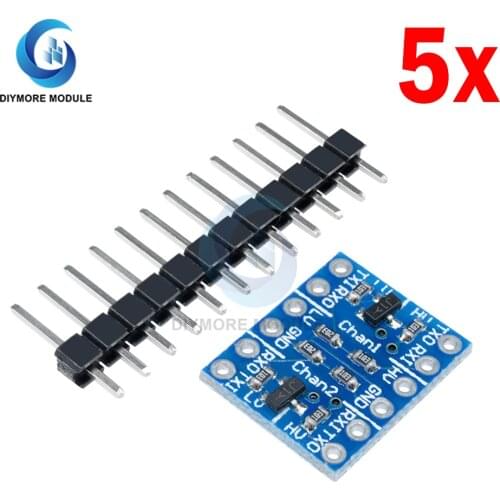 5pcs 2-way Level Conversion Sensor Module IIC I2C UART SPI 3.3V to 5V 5V to 3.3V Logic Level Shifter With Pins