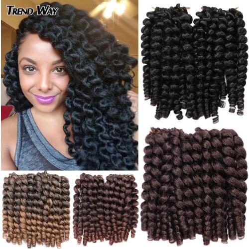 Trend Way 8Inch Beauty Crochet Braiding Hair Jumpy Wand Curl Ombre Braids Synthetic Crochet Braiding Hair Extensions For Women