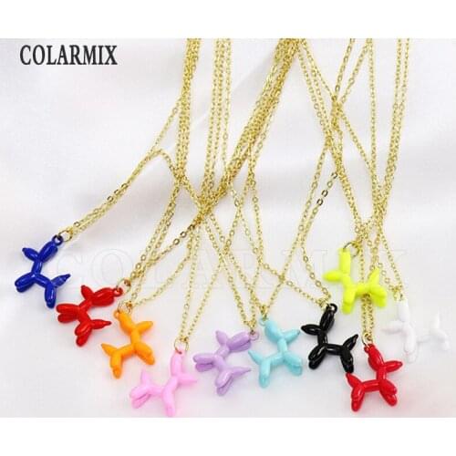 8 Pcs Mix color Enamel Balloon TIny Dog Pendant necklace Fashion jewelry Necklace New design Necklace fashion 8503