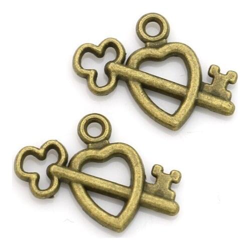 Antique Bronze Plated Love Charms Pendants for Jewelry Making Accessories Findings DIY Handmade Craft 14X19mm