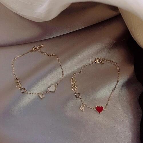 Simple Love Bracelet Female Rose Gold Wild Red Peach Heart Lucky Student Girlfriends Sisters Bracelet Jewelry