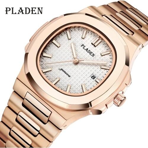 Brand Men Watch PLADEN Top Selling Steel Bracelet Rose Gold Watches Fashion xfcs Military Sport Luminous Hand Clock For Male