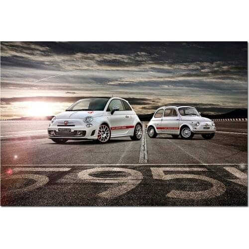 Fiat 595 Abarth 50th Anniversary Cars Pictures Wall Art Posters Canvas Painting Art Print for Living Room Decor