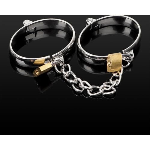 IKOKY Stainless Steel 1 Pair Bondage Restraints Couple Binding Female Male Handcuff Adult Game Sex Toys Ankle Cuffs Wrist Cuff