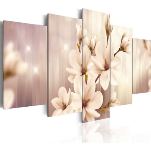 DIY Sticker Picture Modern Diamond Wall Painting Flower 5D 5 Pcs Full Round Drill Home Decor Embroidery Cross Stitch Beadwork