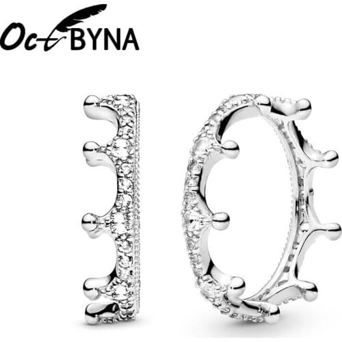 Octbyna Silver Color Crown Fingertip Ring Charm Crystal Brand Ring For Women High Quality engagement Rings Gifts Dropshipping