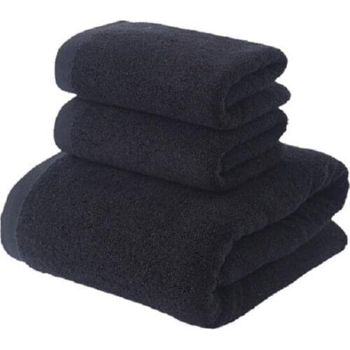 Cotton Black Bath Towel Set Mens 1pc Bath Towel sports 2pcs Face Towels Bathroom Set jogo de toalhas de banho 3pcs/set 2020