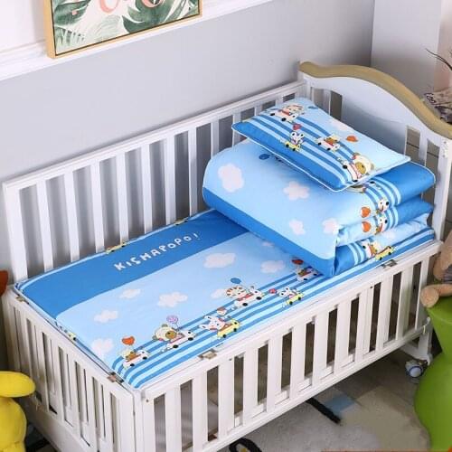 3pcs Baby Cot 100% Cotton Bedding Sets Pink Cartoon Quilt Cover Girls Children 180x120cm Duvet Cover+Pillow Case+Mat Cover