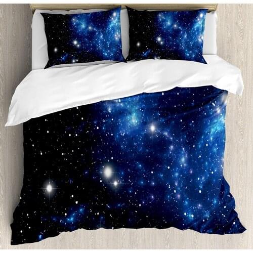 Constellation Duvet Cover Set Outer Space Star Nebula Astral Cluster Astronomy Theme Galaxy Mystery Decor 3 Piece Bedding Set