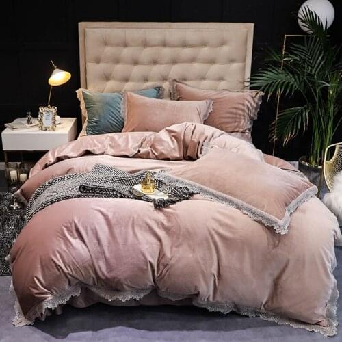 Blue Bedding Set Super soft Velvet Bed Linens Bed Sheet Set Bedclothes Queen/King Size Bed cover 4pcs