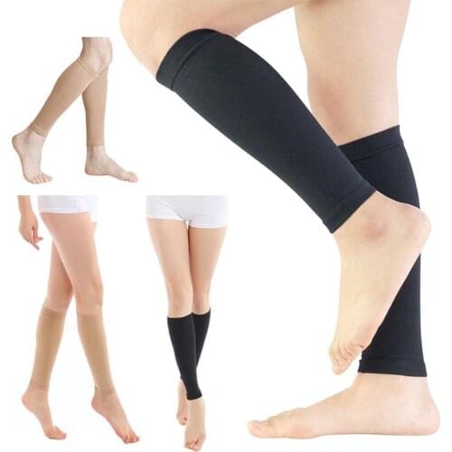 New Fashion Unisex Compression Leg Sleeve Relieve Varicose Veins Circulation Sport Black Footless Compression Socks For Running