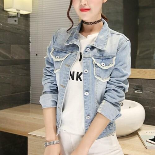 Korean Short Casual Denim Jacket 2020 Women Coat Long Sleeve Outerwear Denim Jacket Women New Autumn Womens Jean Jackets PY006