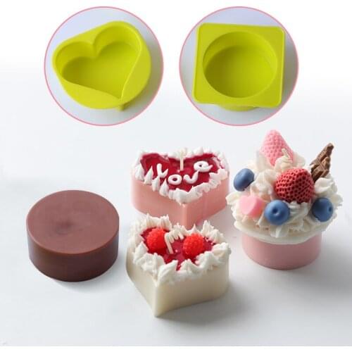 Creative Candle Making Mold Silicone DIY Craft Crystal Epoxy Mould Circular Heart Shaped Base Cake Tool Handmade Decor Soap Mold
