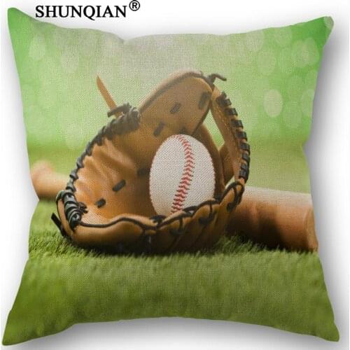 Linen Cotton Pillowcase Baseball Printed Pillow Cover Home Textiles Decorative Pillowcase Customize Gift 45x45cm
