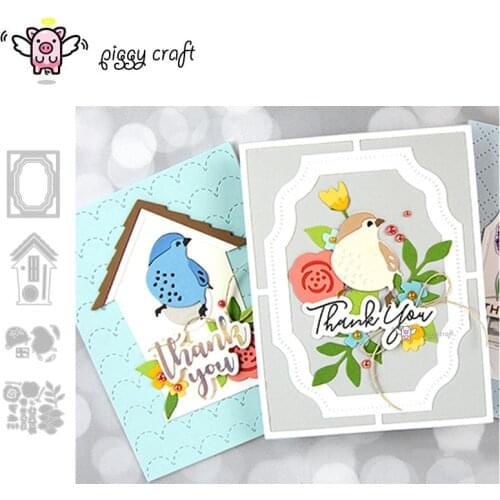 Piggy Craft metal cutting dies cut die mold Bird house flower frame Scrapbook paper craft knife mould blade punch stencils dies