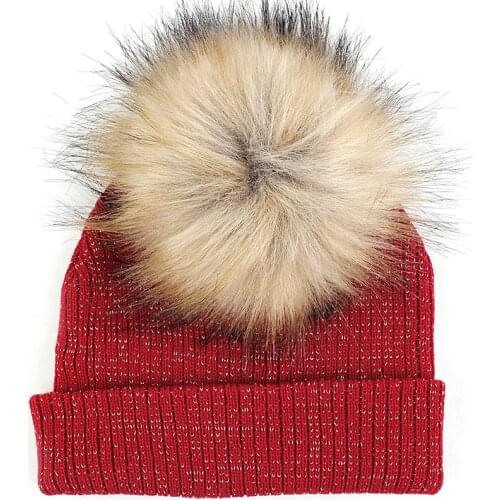 Charm Wood Cute Knitted Beanie For Kids Lovely Shiny Baby Solid Color Skull Cap Solid Color Casual Warm Winter Hat For Children