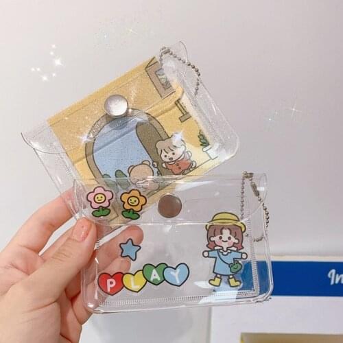 Unisex Mini Coin Purse Transparent PVC Credit Card Key Holder Wallet Men Women Cute Business Bus Bank Cards Case Change Bag