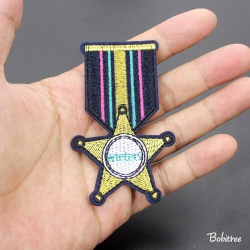 Fashion Star Badges Size 8.2*5.1cm Clothes Patch Embroidery iron on for Clothes DIY Stickers Garment Appliques