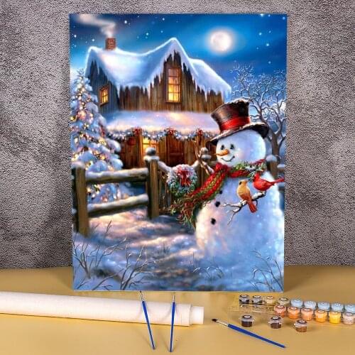 Christmas Snowman DIY Painting By Numbers Package Oil Paints 40*50 Boards By Numbers Decorative Paintings For Kids Wholesale