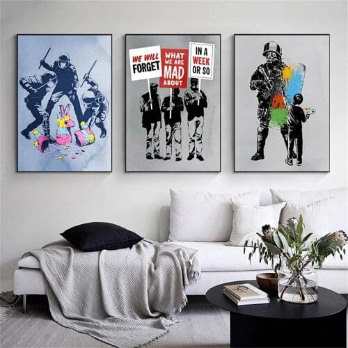 Wall Painting Colorful Portrait Poster and Prints Street Graffiti Wall Art Picture on Canvas for Room Decoration Unique gift