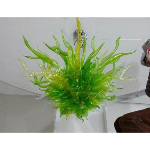 Fancy Green Lamp Cheap High Hanging Handmade Blown Glass Flush Mounted Chandelier Light Fixture