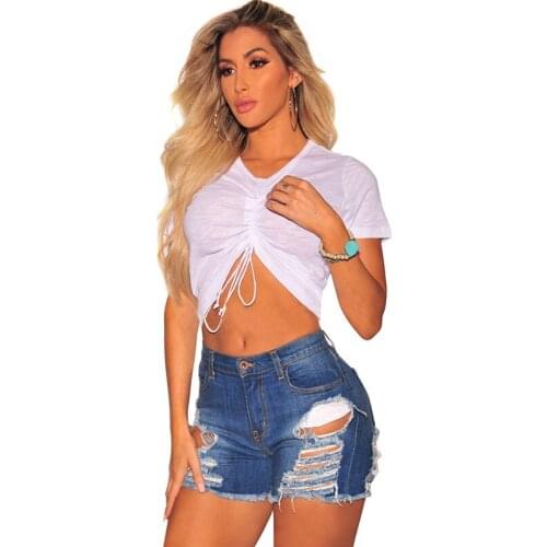 Sexy High Waist Tassel Ripped Hole Jean Shorts Summer Street Women High Waist Shorts Lady Fashion Club Party Skinny Hot Shorts