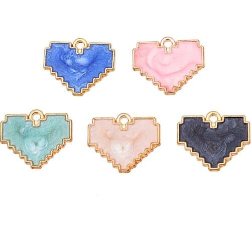Wholesale 10Pcs/Lot Colorful Heart Enamel Alloy Charms For DIY Jewelry Making Supplies DIY Jewelry Finding Accessories wholesale