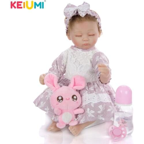 KEIUMI Lovely Baby Reborn Realistic Sleeping Doll 17 Inch 42 CM Reborn Baby Dolls With Cloth Body DIY Boneca Kids Surprise