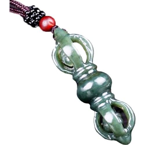 Certificate Women Jade Necklace Pendant Natural Green HETIAN Nephrite Vajra Pestle Demon Town Pestle Pendant for Men Jewelry