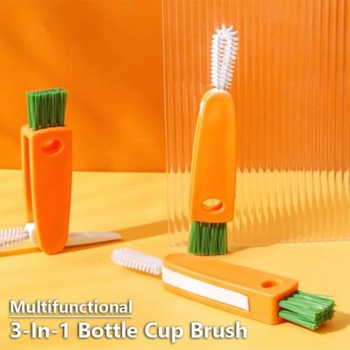 3 In 1 Bottle Cup Brush Home Cleaning Coffe Tea Cup Washing Fold Baby Nipple Milk Bottle Cup Pacifier Cleaning Brushes Tool