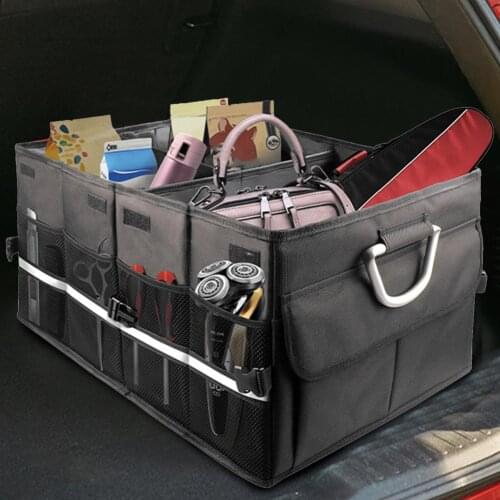 Foldable Car Trunk Organizer Box Large Capacity Auto Multi-Purpose Storage Bag Stowing Tidying Leather Folding For Emergency Bag