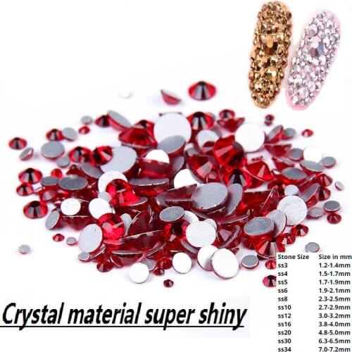 Light Siam SS3-ss34 Non Hotfix Strass Rhinestones For Nail Art Decoration Flatback Glue On Glass Stones And Crystal DIY Supplies