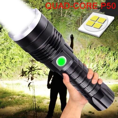 P50 LED Flashlight Lantern Zoom USB Rechargeable High Power Powerful Torch Use 18650 or 26650 Light Tactical Torch Lamp 3 Modes
