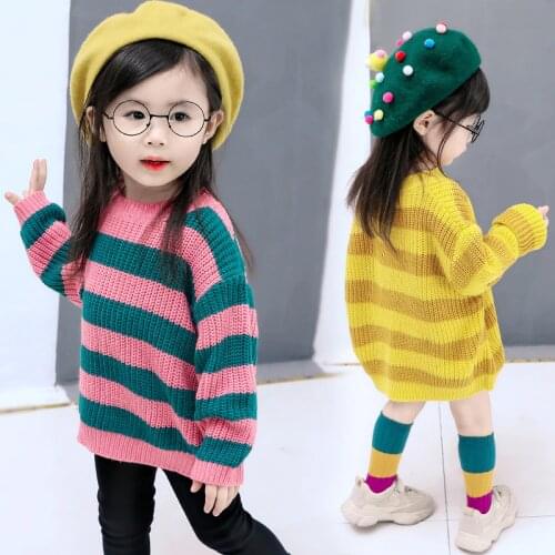 Girls Sweater Babys Coat Outwear 2021 Stylish Thicken Warm Winter Autumn Knitting Pullover Christmas Gift Childrens Clothing