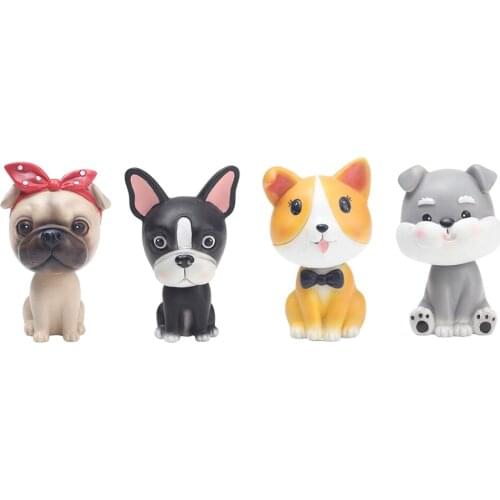 Bobblehead Dog Car Dashboard Decor Puppy Shaking Head Desktop Resin Ornaments