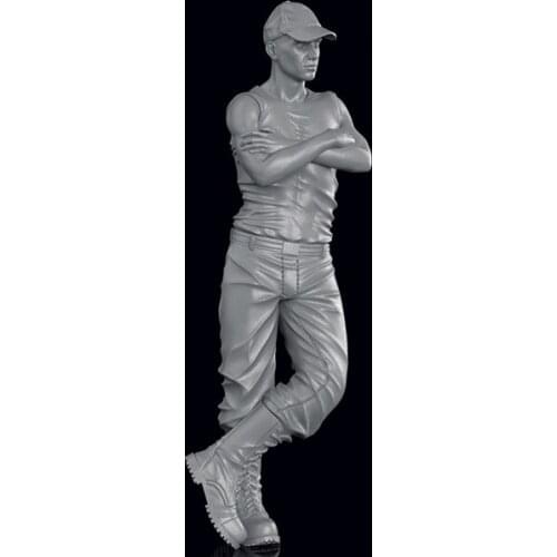 Unassambled 1/35 modern man with Cap Leaning- Resin figure miniature model kits Unpainted