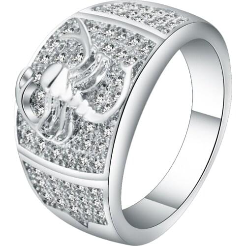Vintage Micro Pave White Zircon Scorpion Rings Jewelry Silver Color New Animal Wedding Bands Finger Ring For Men Women Drop Ship