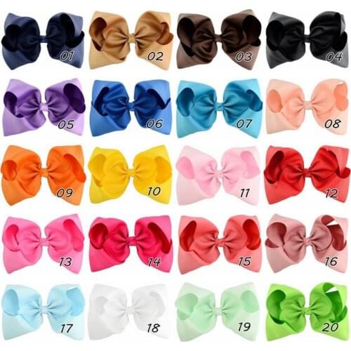 8" Solid Color Large Ribbon Hair Bows 20 Colors Girls Oversized Hair Bows Hair Accessories 36Pcs