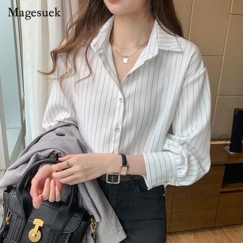 New 2021 Spring Autumn Solid Fashion Long Sleeves Female Shirts Women Striped Shirts Office Lady Style Women Shirts Blusas 10688