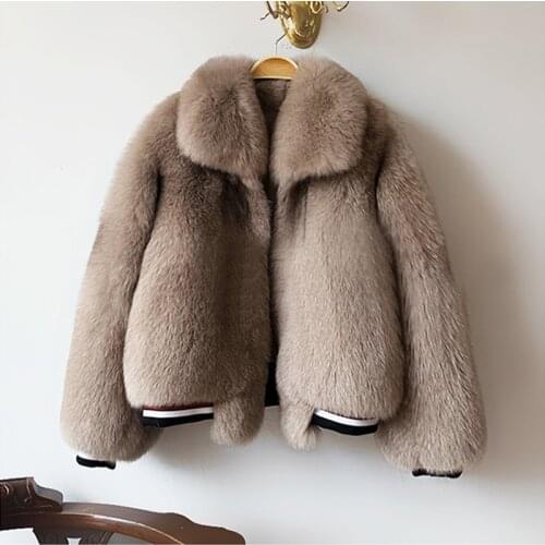 Fur real jacket ladies real fox fur coat warm winter fur coat