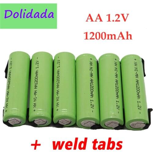 100% Original 1.2V AA battery 1.2V Rechargeable Battery, 1200mah, AA NiMH, with Solder Pins, DIY Electric Toothbrush Shaver