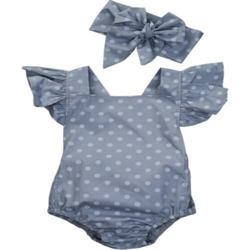 2Pcs/Set Polka Dot Newborn Baby Girls Clothes Sleeve Romper Jumpsuit Sunsuit Outfits