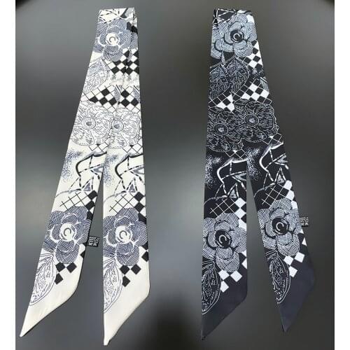 2021 Brand Design Silk Scarf Women Summer Scarf For Ladies Hair Accessories Foulard Hair & Bag Scarves Fashion Rose Headbands