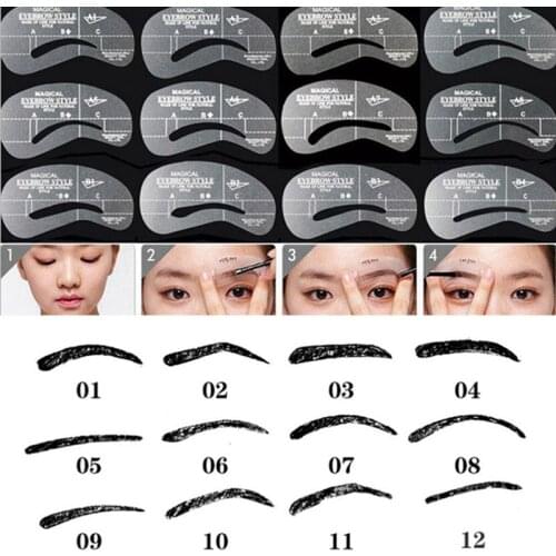 24 Styles Eyeliner stencil Eyebrow Card Mold guide shaper template permanent make up eye brow shaping kit