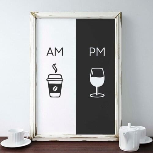 Am Coffee Pm Wine Posters And Prints Simple Nordic Style Wall Art Canvas Painting Picture Home Decor For Living Room