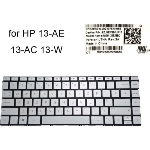 UK backlight keyboard for HP Spectre 13-W W030CA 13-aE 13-AC GB British computer keyboards laptops silver KB light 9Z.NECBQ.31E