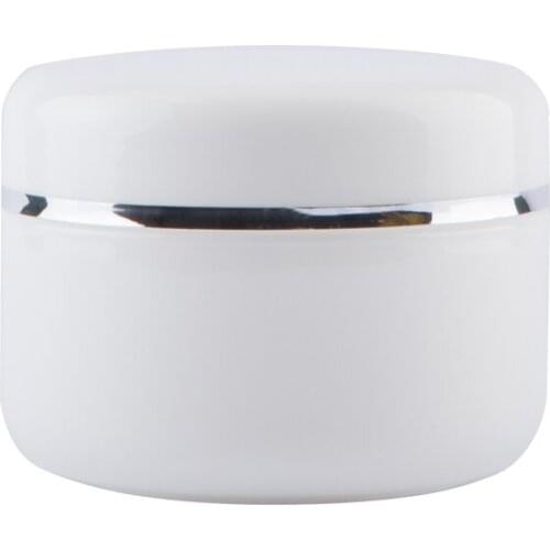 50g white plastic bottle pot jar with silver line for cream essence gel art nail container eye serum skin care cosmetic packing