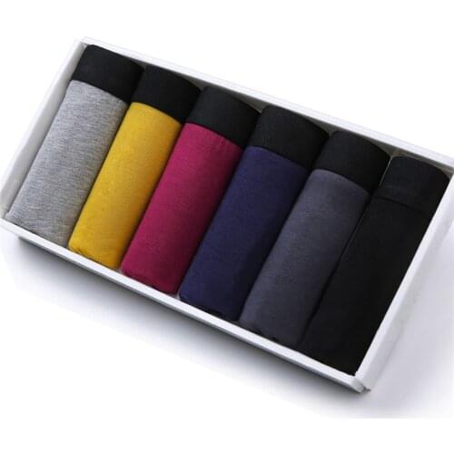 Boxer Men Solid Bamboo Fiber Breathable Comfortable Underwear Man Boxers Super-elastic Shorts Black Underpants Male Panties Gay