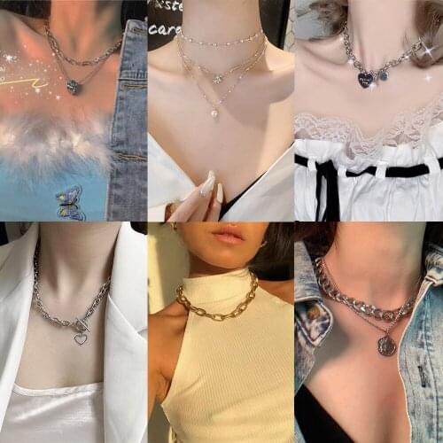 Hot Vintage Multi-layer Coin Chain Choker Necklace For Women Gold Silver Color Fashion Portrait Chunky Chain Necklaces Jewelry