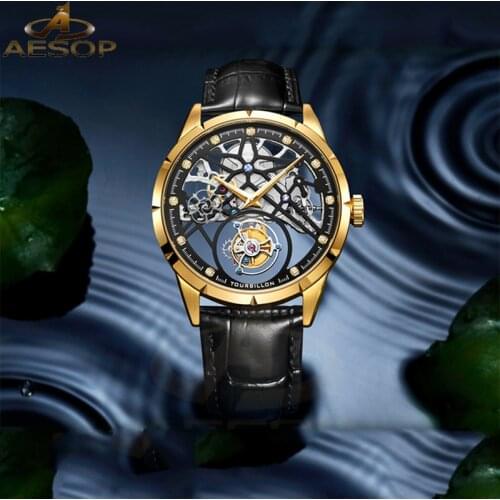 AESOP Tourbillon Watches for Men Mans Mechanical Watch Man Skeleton Clock Sapphire Mechanical Watch Luxury Men relogio masculino